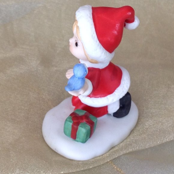 Adorable Lefton Christmas Elf Holding a Blue Bird - Picture 2 of 5